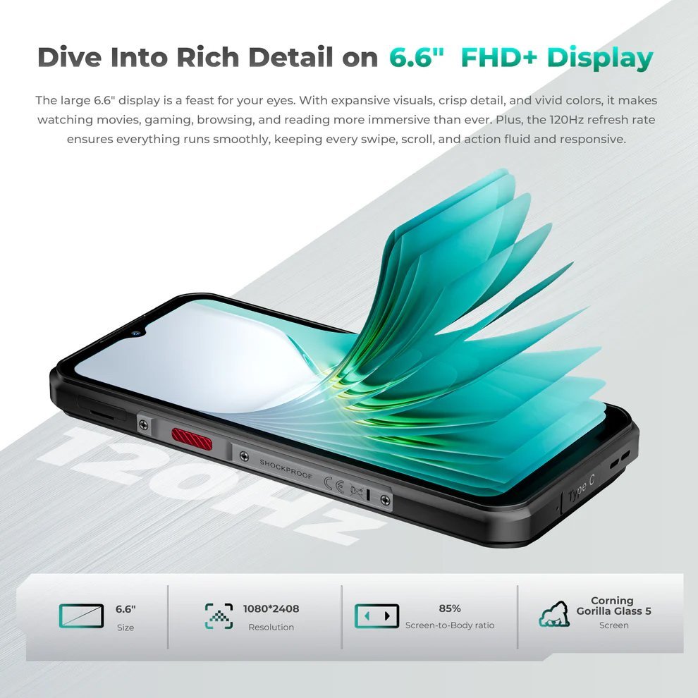 OUKITEL smartphone , 6.6", 12/512GB, 5G, 11000mAh, IP68/IP69K/MIL-STD-810H, ασημί - Image 12